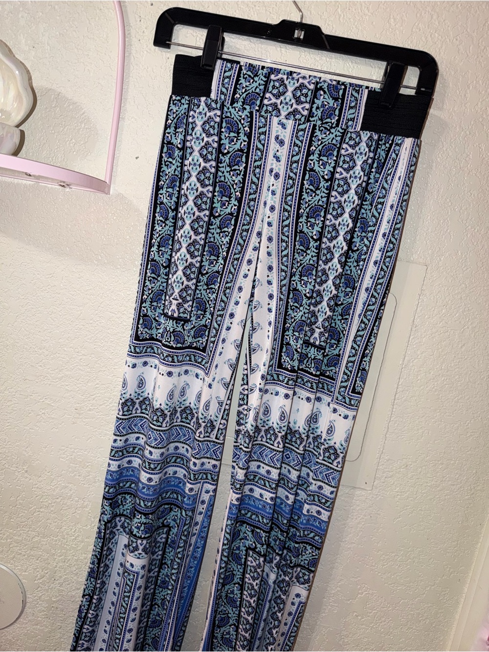 INC International Concepts Blue and White Bohemian Wide-Leg Pants - Picture 2 of 5